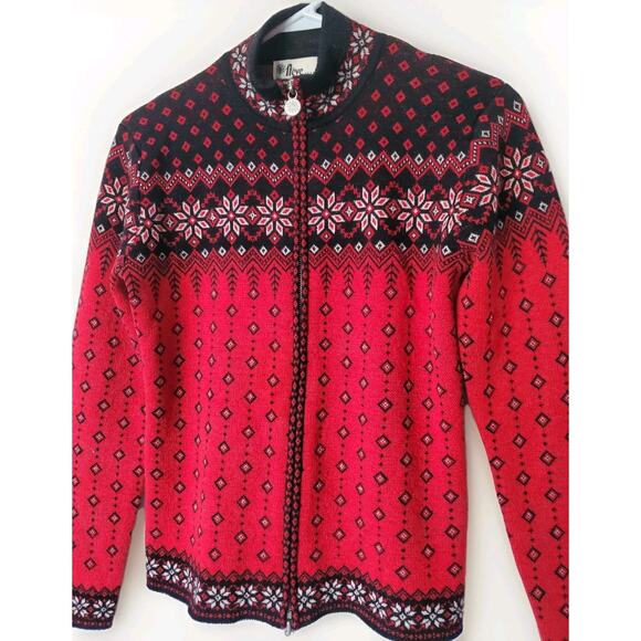Neve Full Zip 100% Wool Nordic Sweater Womens Size M Base Layer Ski Snowboard - Picture 2 of 10